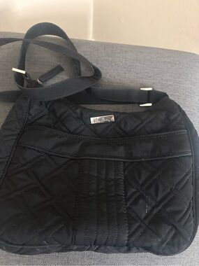 Vera Bradley Black Quilted Crossbody Shoulder Purse Pre Owned